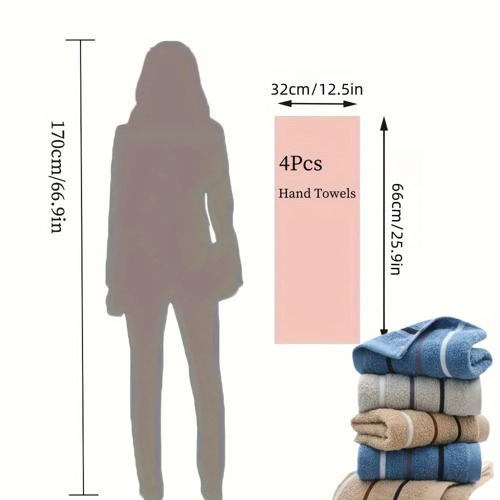 4-piece bath towel set! 32x66cm (12.5x25.9in), soft absorbent bath towel