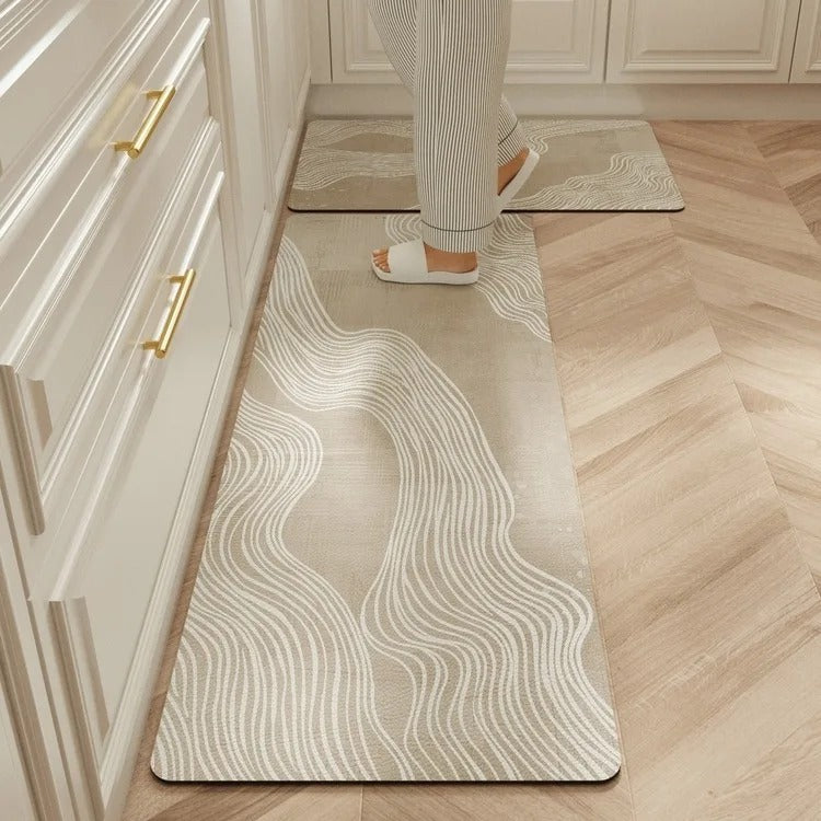 Carpet for Kitchen Waterproof Floor Mat Beige Carpets Pvc Leather Non-slip