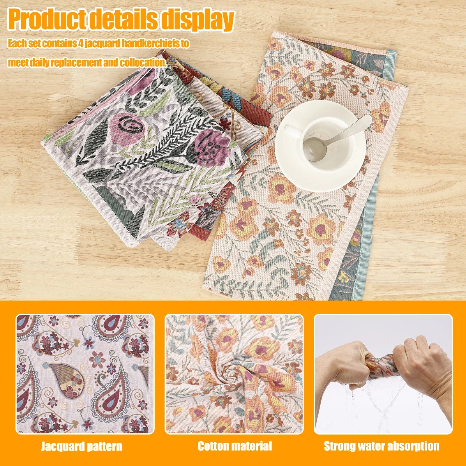 4Pcs Kitchen Tea Towels Cotton