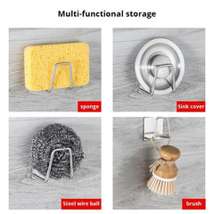 1pc Stainless Steel Sink Sponge Rack For Sponge Steel Wire Ball Draining Paste