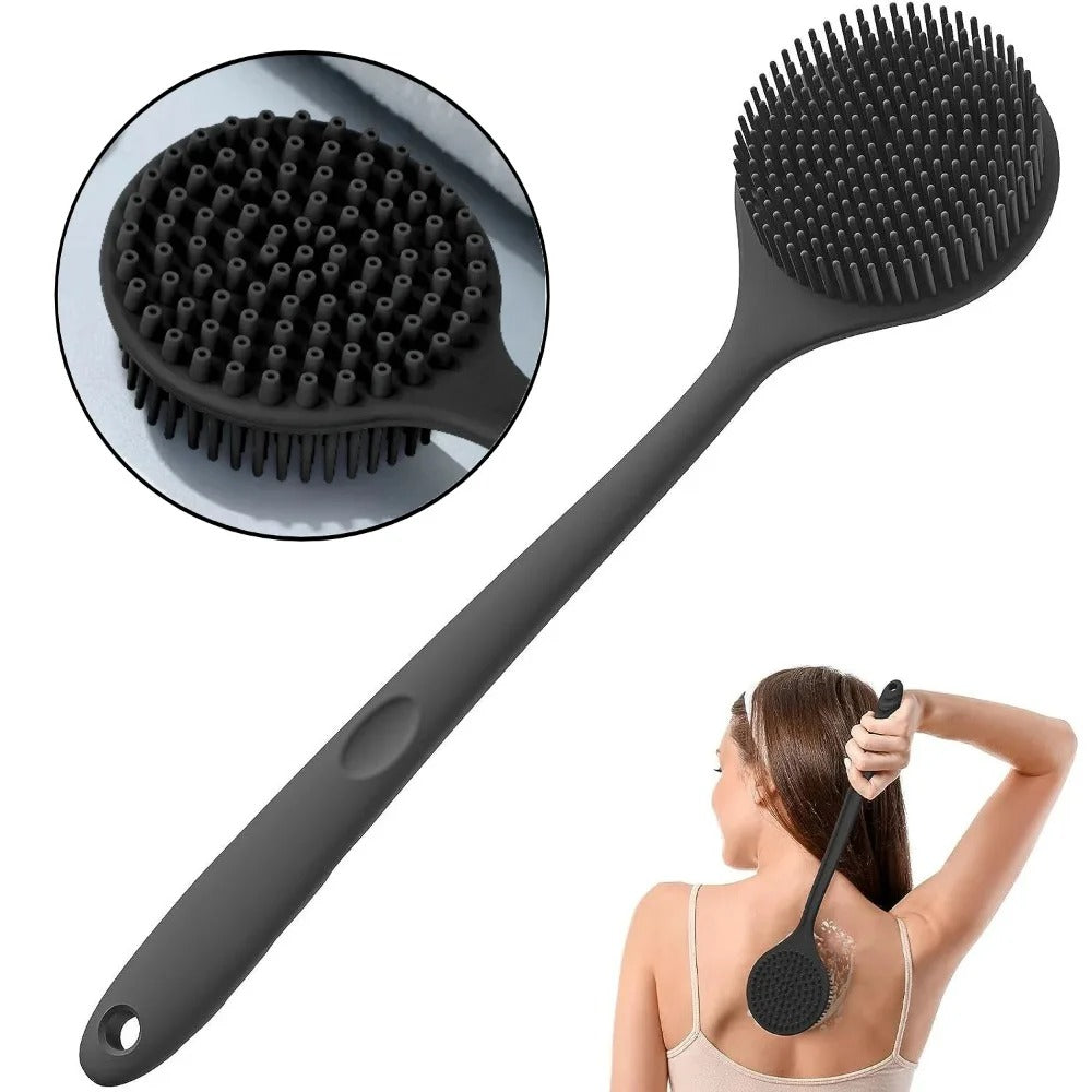 Soft Silicone Body Scrubber Back Brush Bath Shower Brush with Handle