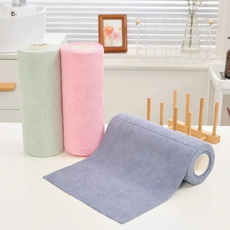 Reusable Cleaning Wipe Household Kitchen Cloth Microfiber Towel Rolls Dish