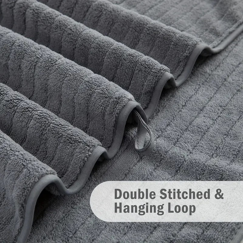 8 Pcs Bath Towel Set - 4 Washcloths, 2 Face Towels & 2 Bath Towels -