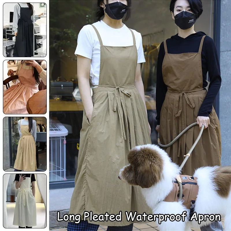 Long Lightweight Waterproof Apron with Pockets for Beauty Salon Nail Oil-proof