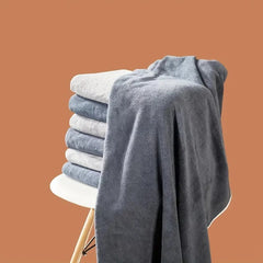 3PCS Large Bath Towels Set Grey Adult Coral Velvet Bathroom Absorbent