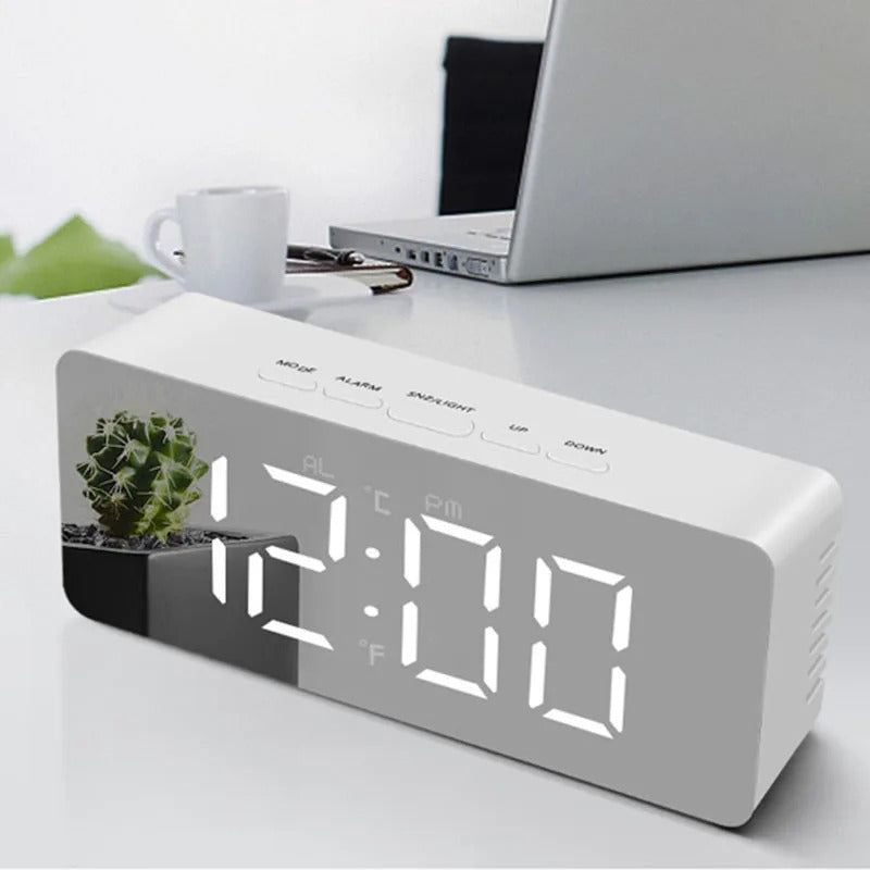 Digital Alarm Clock LED Electronic Desktop Clock with Temperature for Bedroom