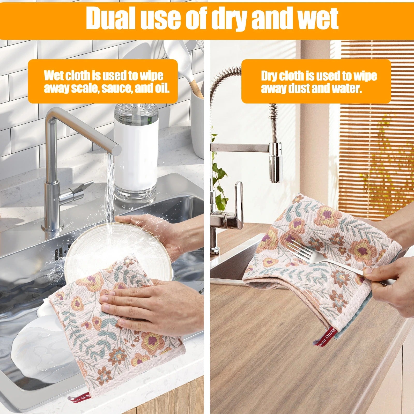 4Pcs Kitchen Tea Towels Cotton