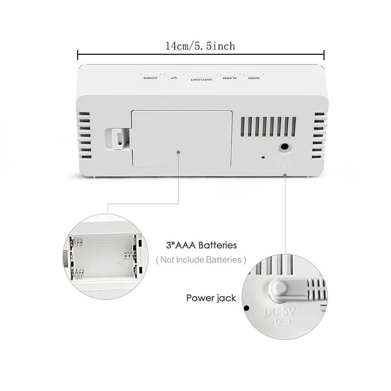 Digital Alarm Clock LED Electronic Desktop Clock with Temperature for Bedroom