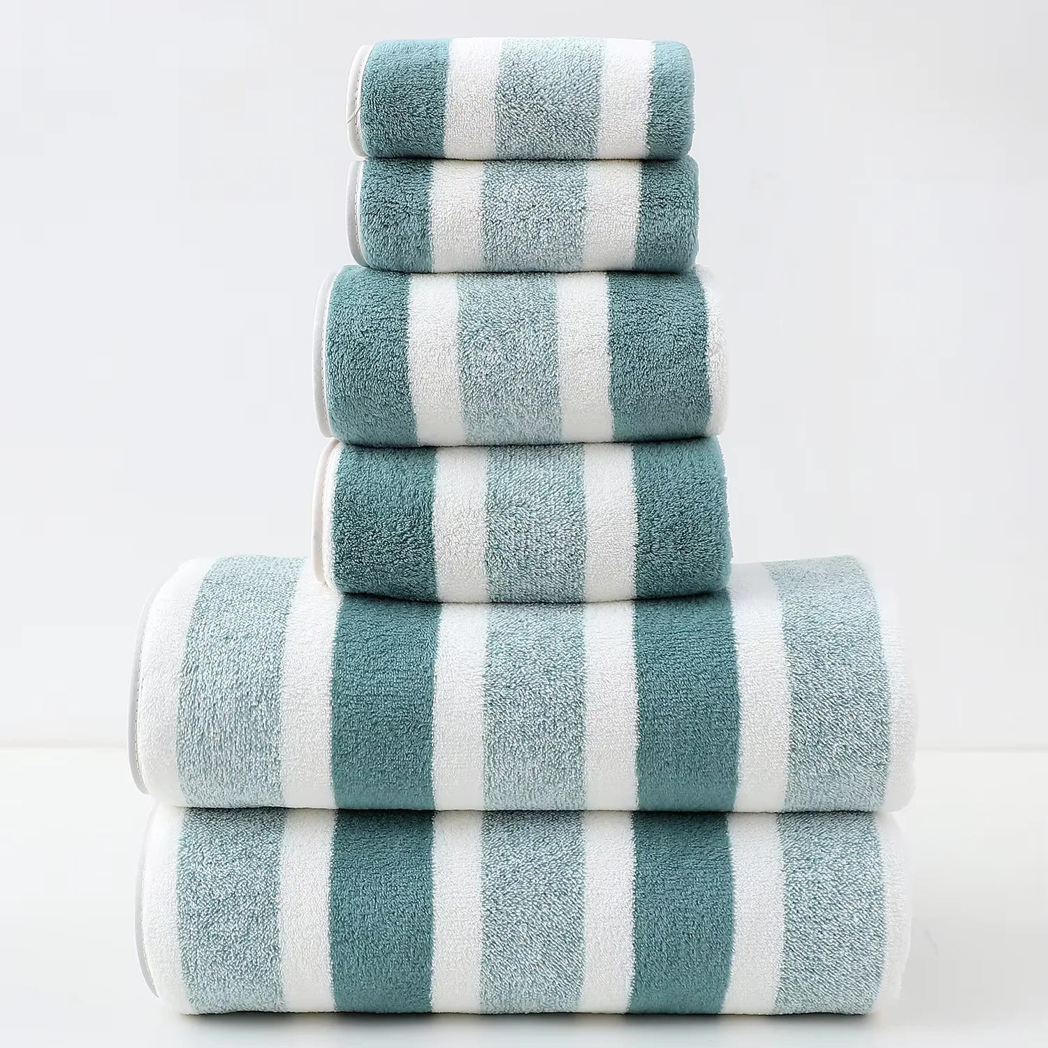 6Pc Stripe Quick-Dry Towel Set