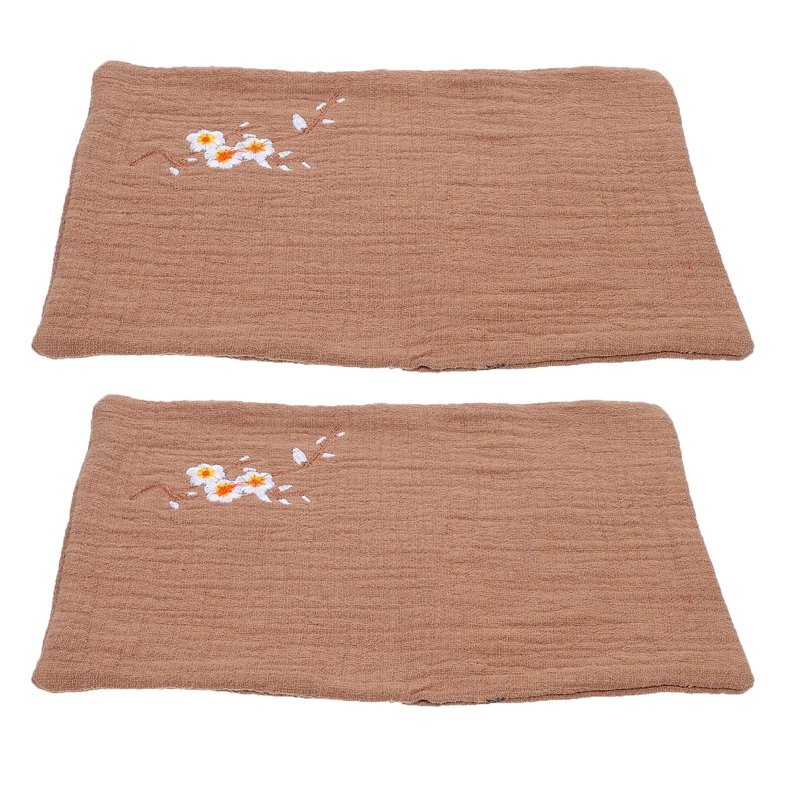 2Pcs Cotton Linen Tea Towels Vintage Embroidered