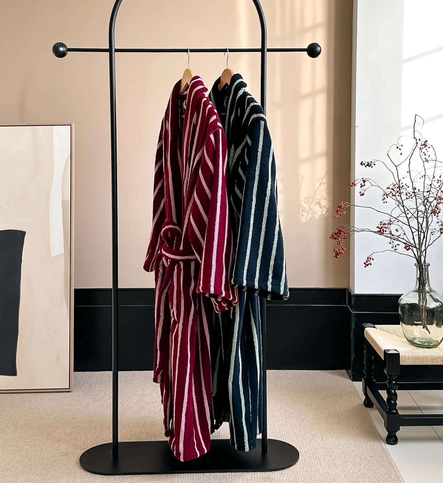 Retro Plaid 100% Cotton Bathrobe Super Soft Absortion Hooded Bathrobe