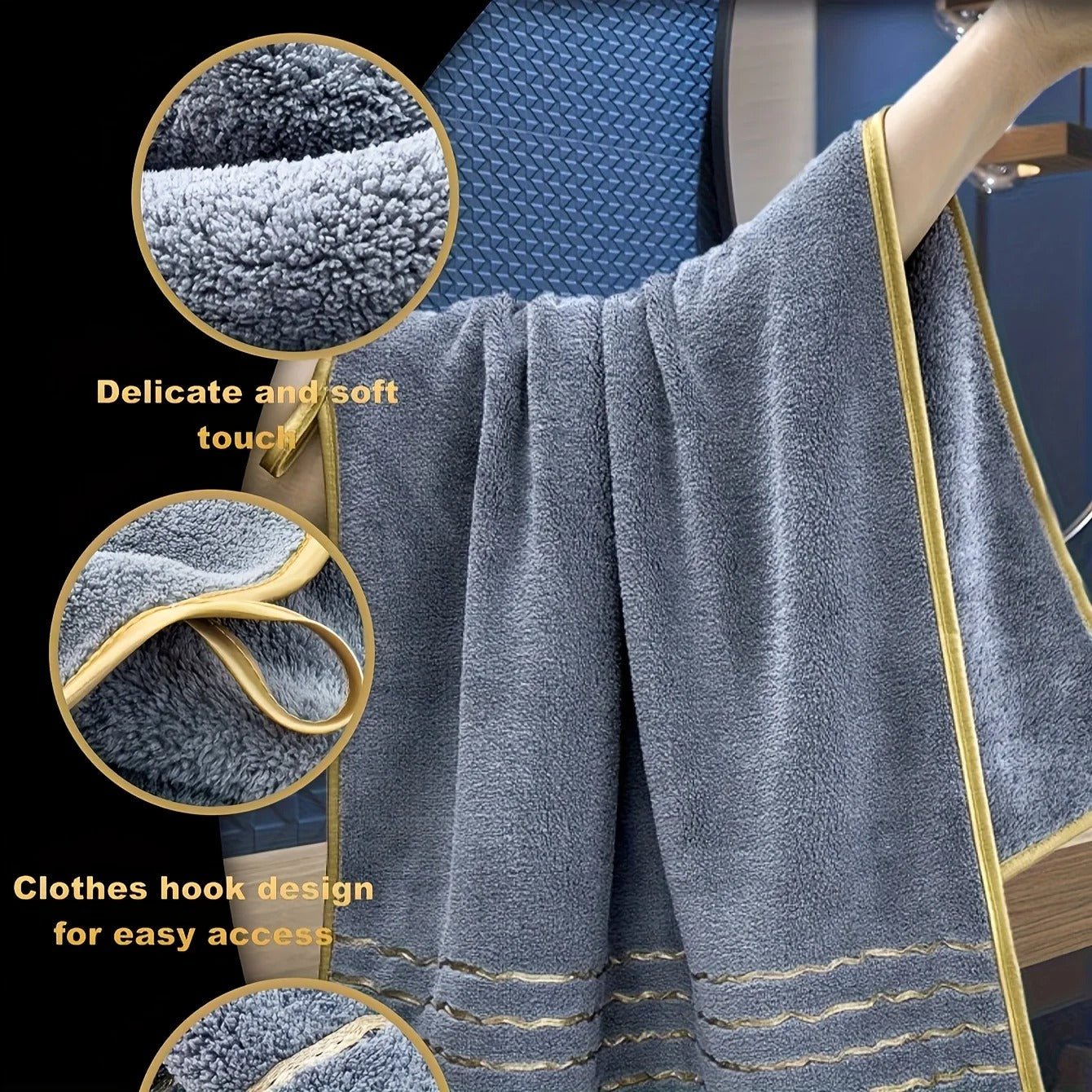 Luxury Gold Stripe Bath Towels