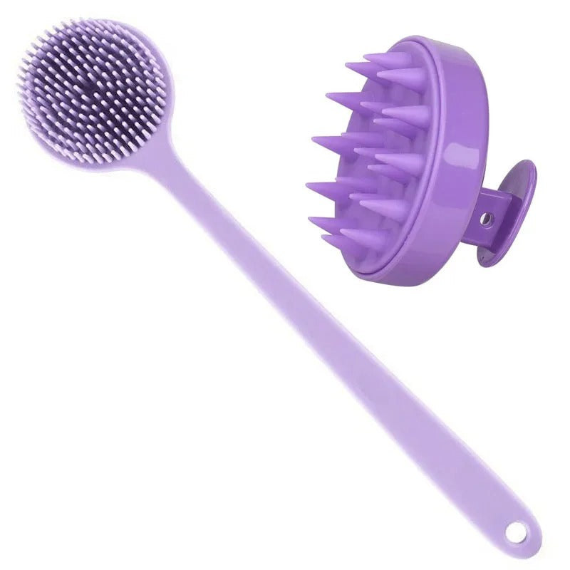 Soft Silicone Body Scrubber Back Brush Bath Shower Brush with Handle