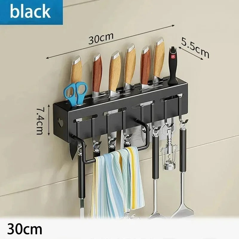 Multifunctional storage rack no punching chopsticks tubes integrated storage wall mounted knife holder for household kitchens