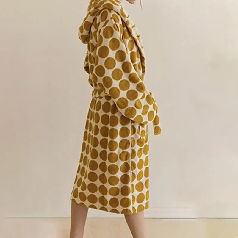 Retro Plaid 100% Cotton Bathrobe Super Soft Absortion Hooded Bathrobe