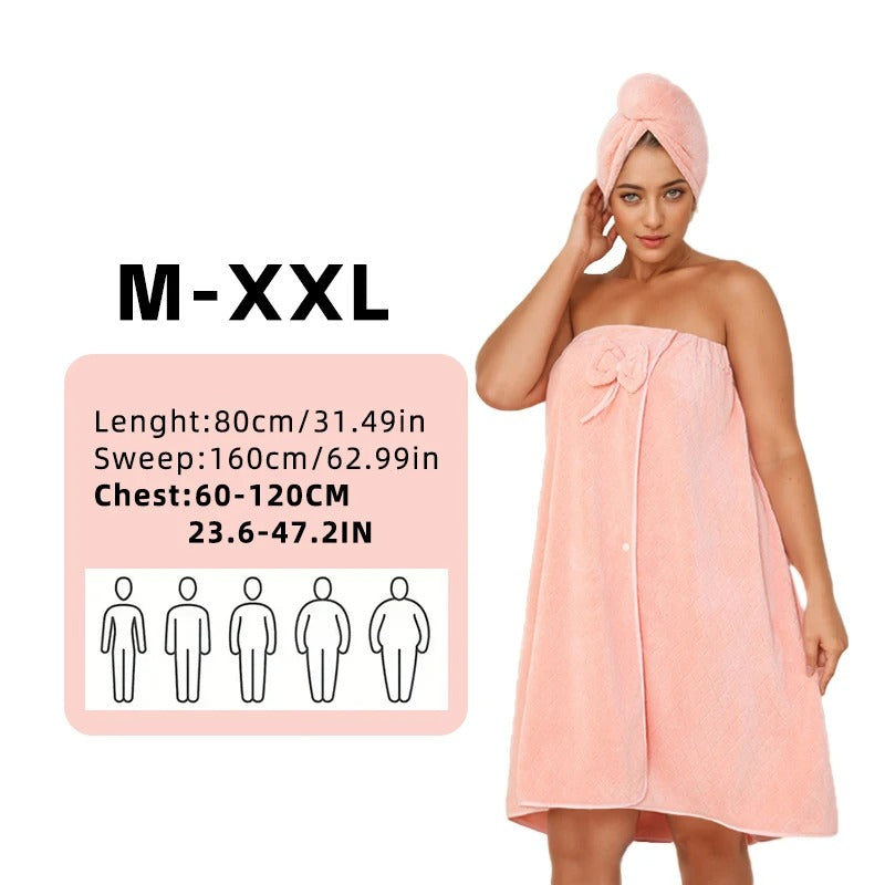 Bath Towel Set Super Absorbent Soft Bath Skirt & Princess Shower Cap 2 Sizes