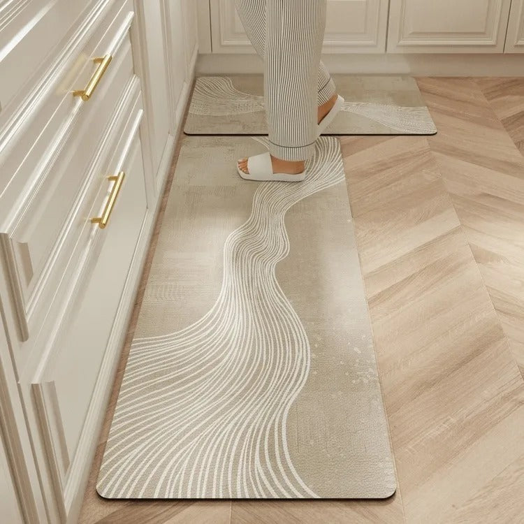 Carpet for Kitchen Waterproof Floor Mat Beige Carpets Pvc Leather Non-slip