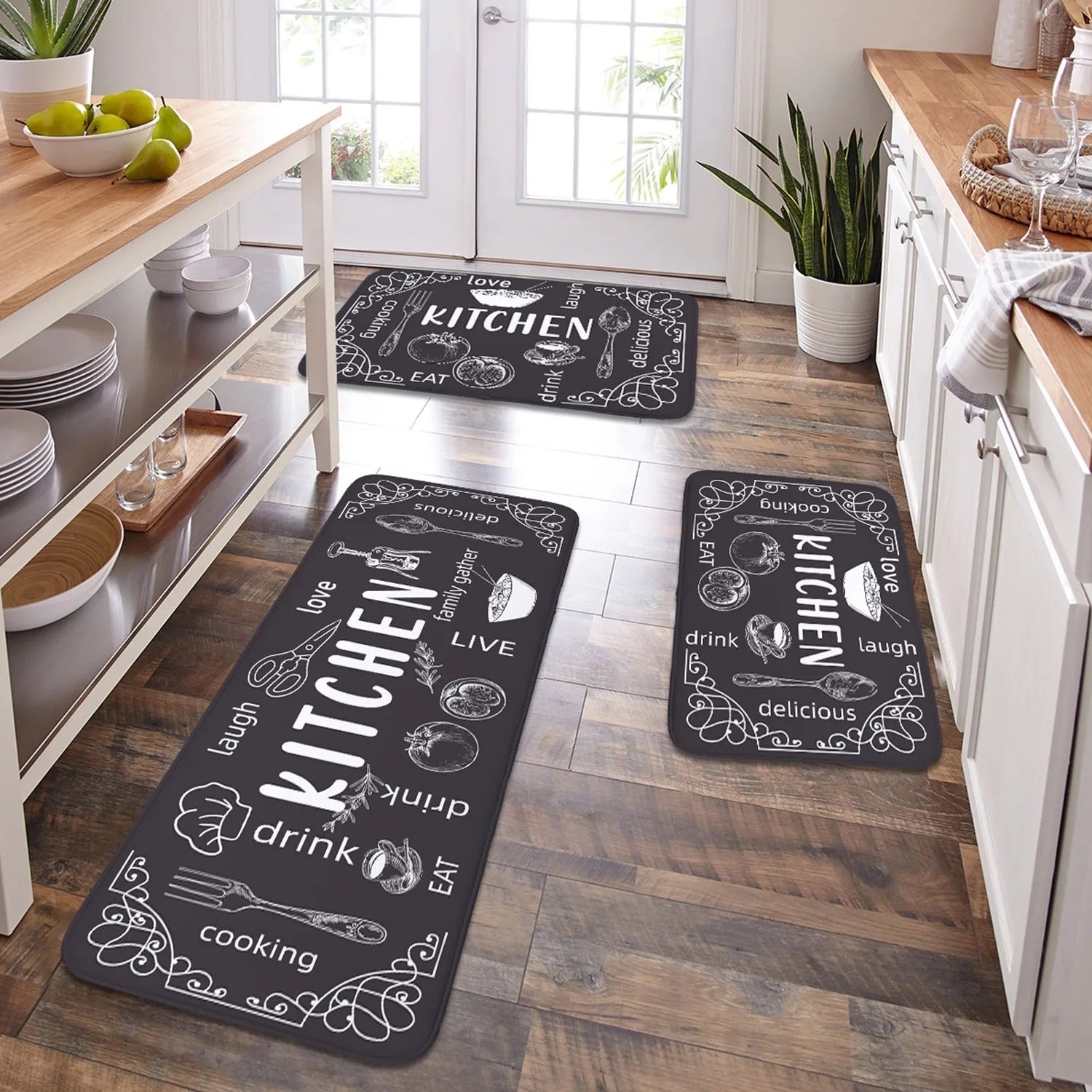 VIKAMA kitchen carpet washable, non-slip, absorbent floor mat, bathroom floor mat