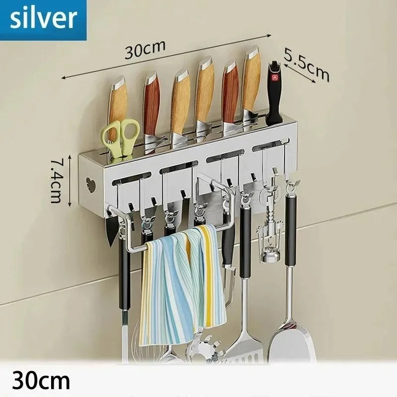 Multifunctional storage rack no punching chopsticks tubes integrated storage wall mounted knife holder for household kitchens