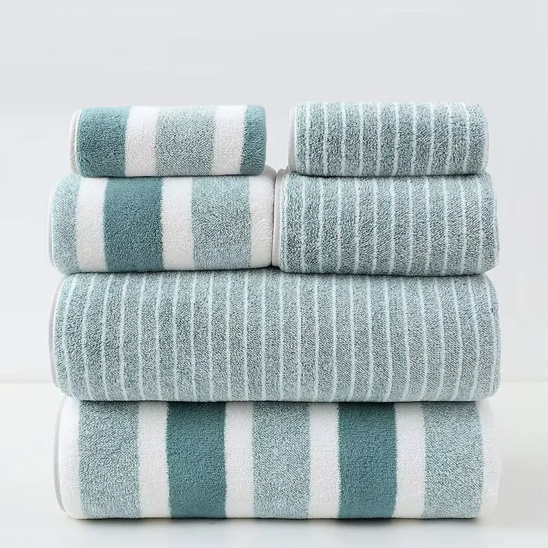6Pc Stripe Quick-Dry Towel Set