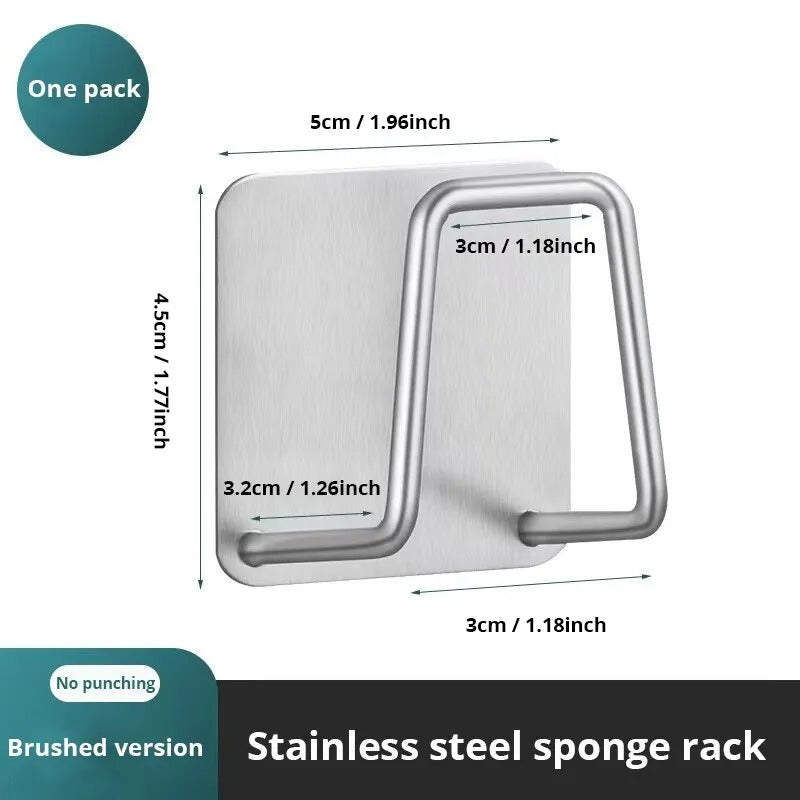 1pc Stainless Steel Sink Sponge Rack For Sponge Steel Wire Ball Draining Paste
