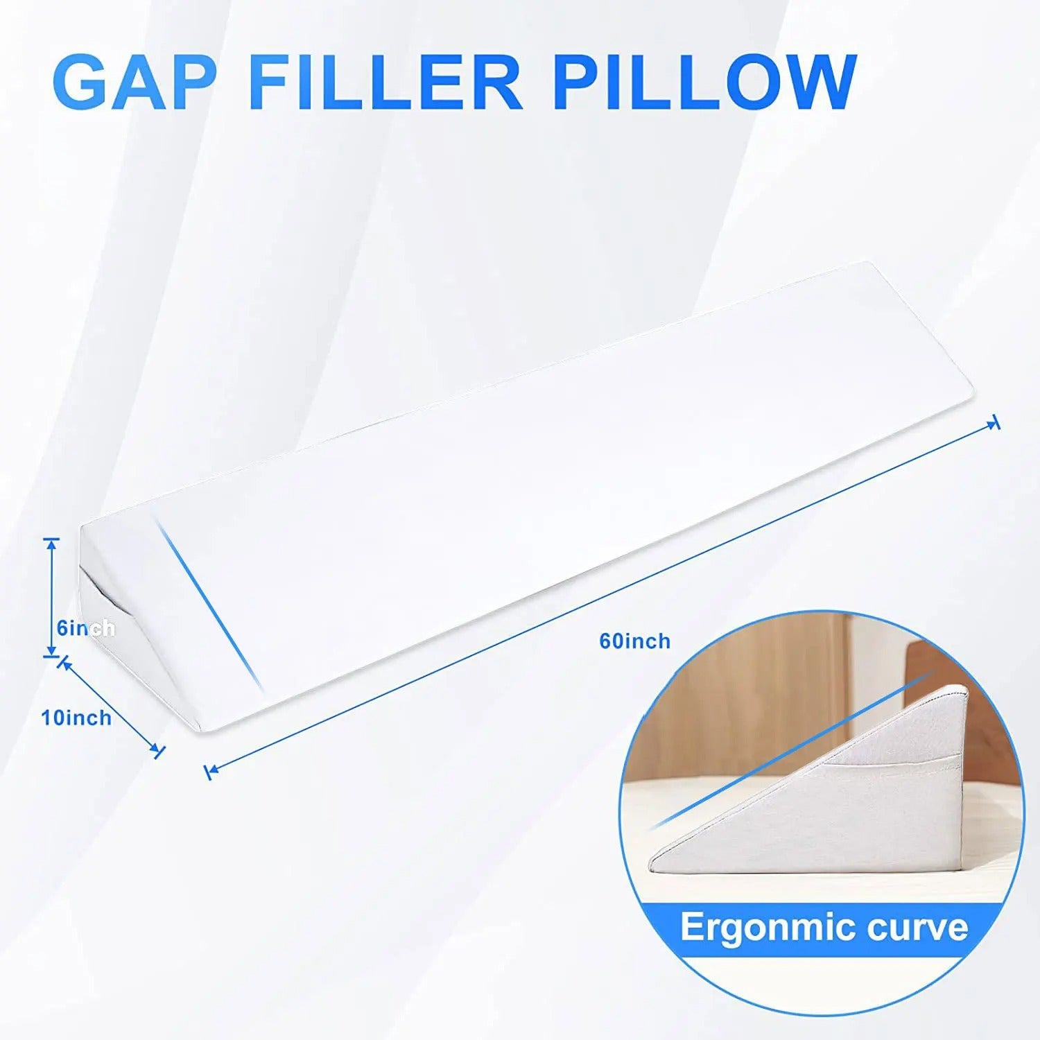 Queen Size Bed Wedge Mattress Wedge Pillow Gap Filler Headboard Pillow