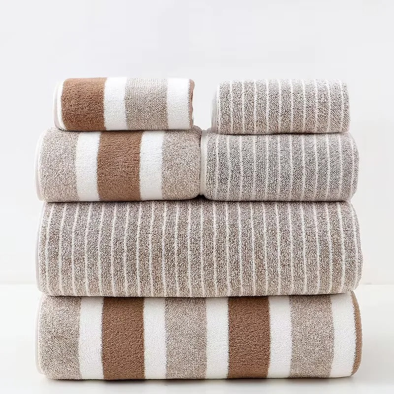 6Pc Stripe Quick-Dry Towel Set