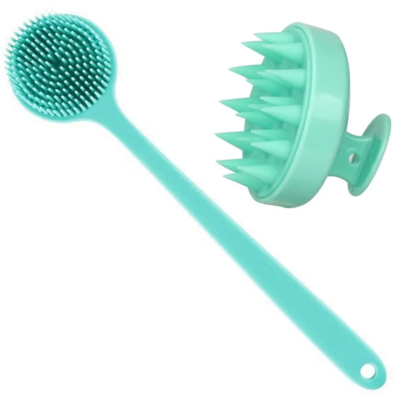 Soft Silicone Body Scrubber Back Brush Bath Shower Brush with Handle