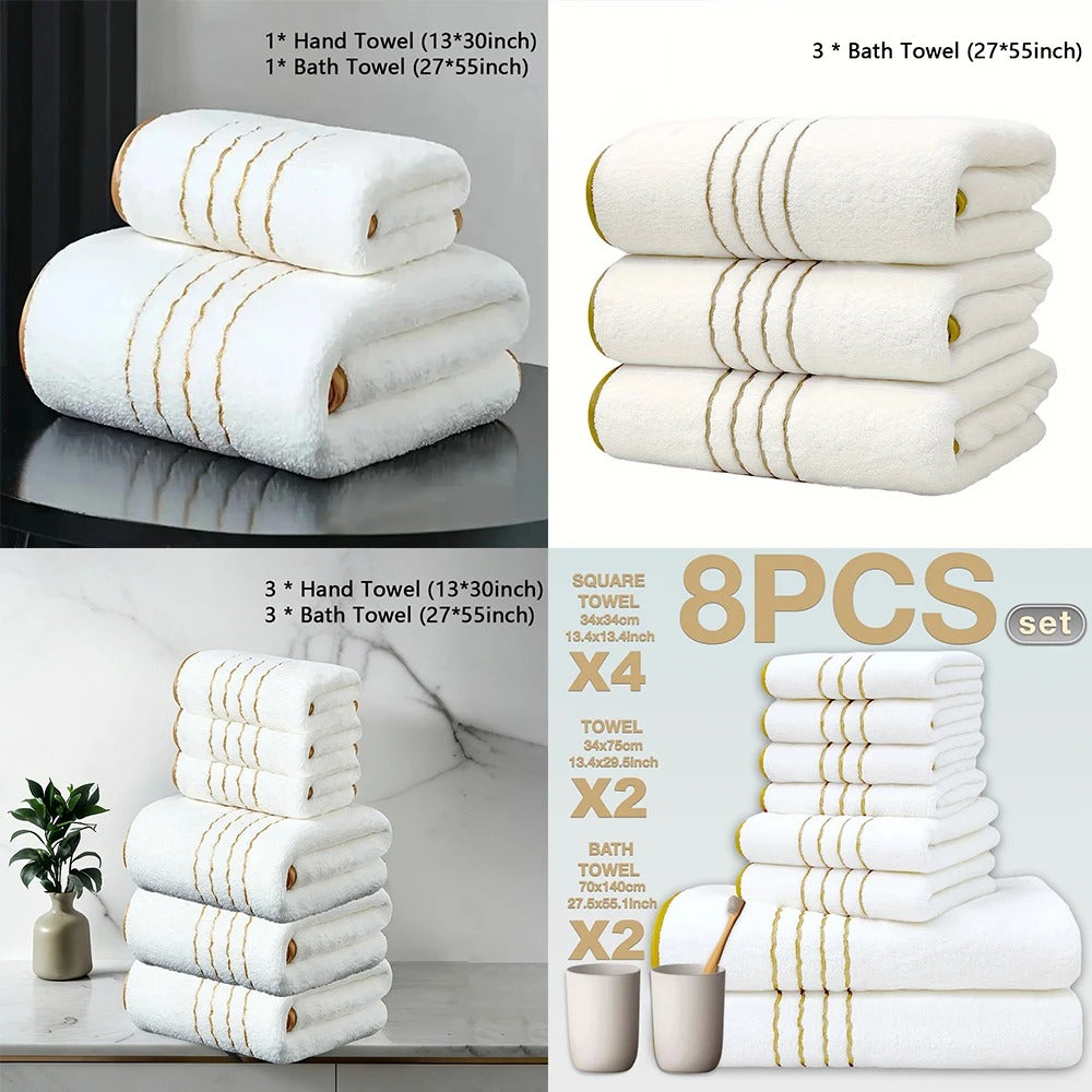 Luxury Gold Stripe Bath Towels
