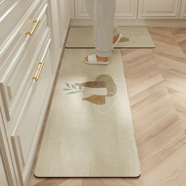Carpet for Kitchen Waterproof Floor Mat Beige Carpets Pvc Leather Non-slip