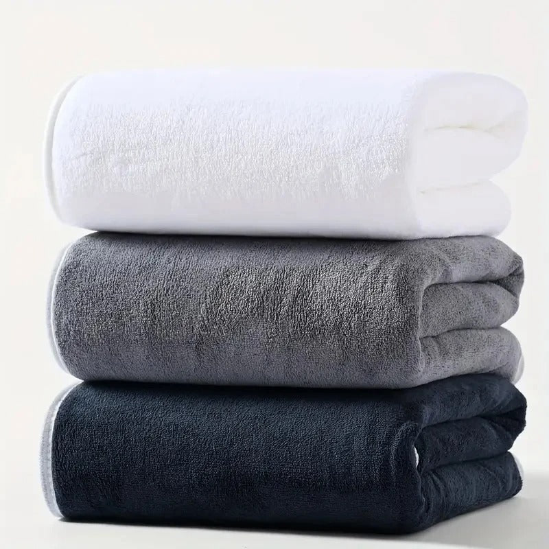 3PCS Large Bath Towels Set Grey Adult Coral Velvet Bathroom Absorbent