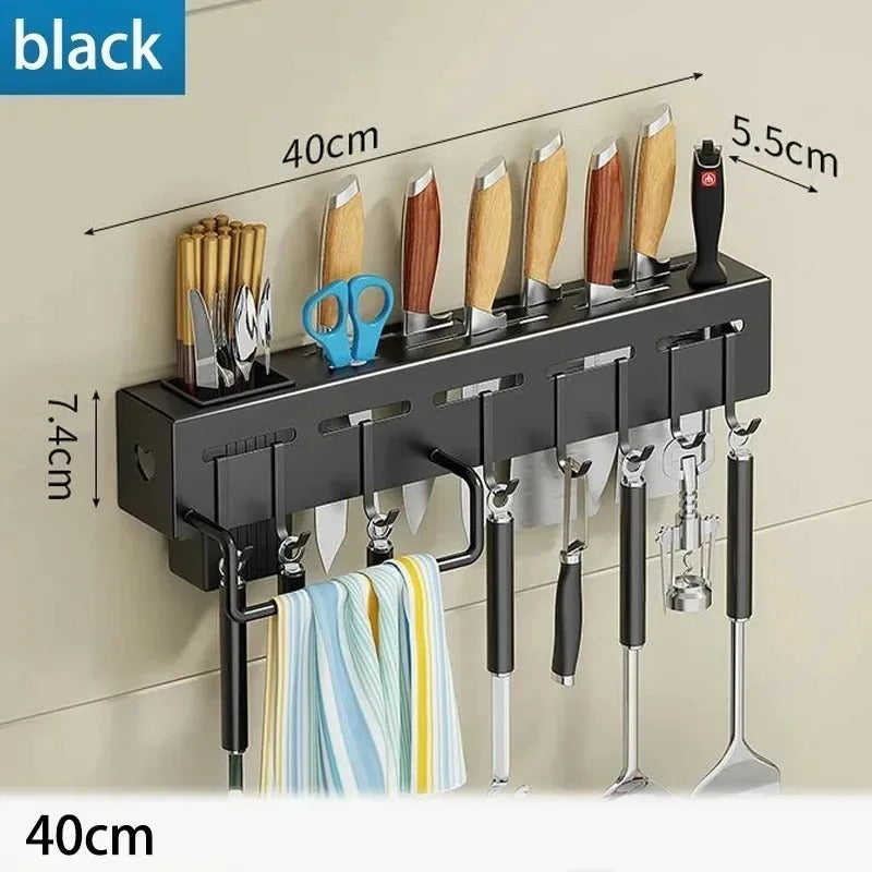 Multifunctional storage rack no punching chopsticks tubes integrated storage wall mounted knife holder for household kitchens